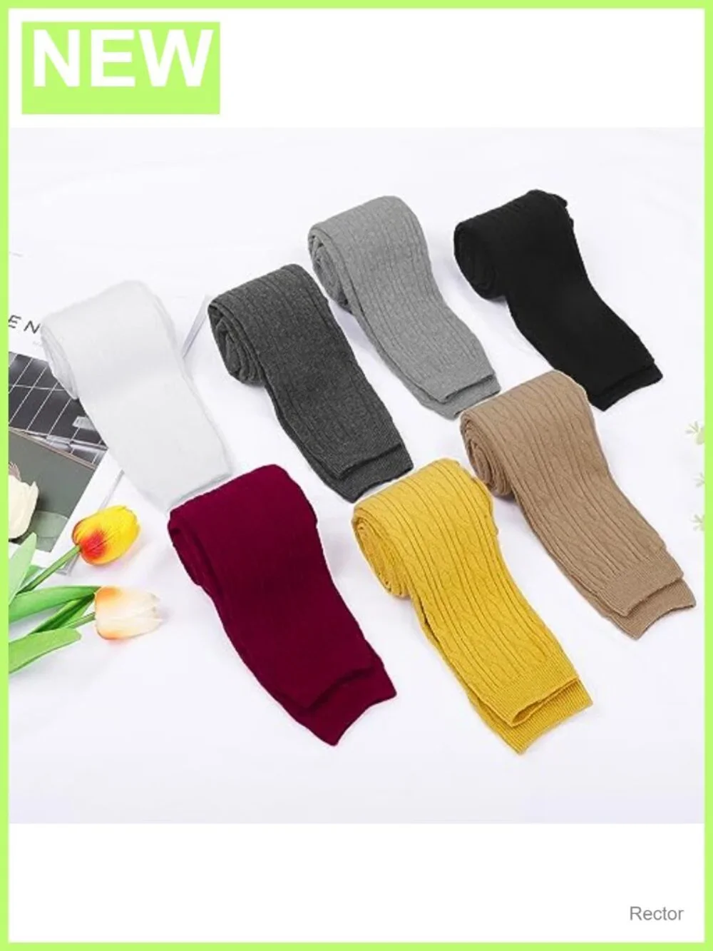 Girls Leggings Footless Knit Tights Stockings Set Stretch Pull On